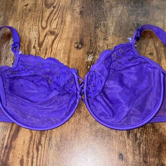 Victorias Secret Gold Label vintage purple lace bra corset front 38DD - Picture 5 of 7